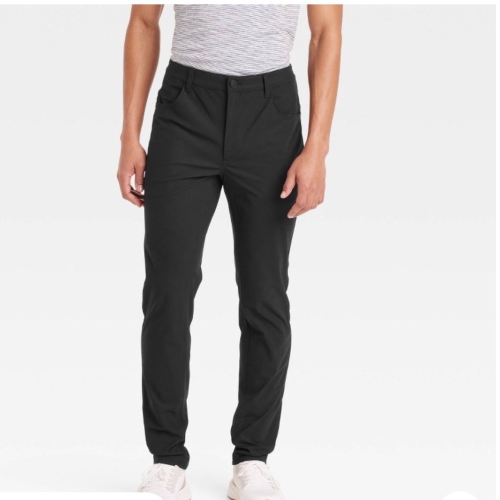 All In Motion Mens‎ 360 Lifestyle Slim Fit 5-Pocket Pants Black 38x32 UPF 50+